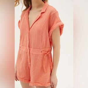 Urban Outfitters Out From Under Coral Playsuit Romper – Size L (Fits Like M)